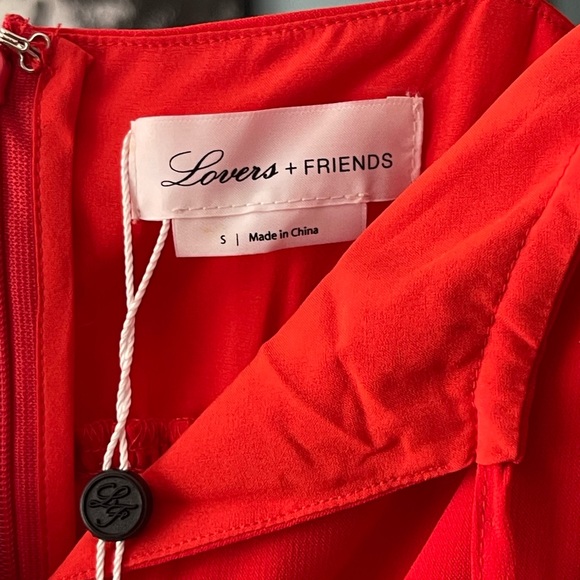 Lovers + Friends Garner Dress in Paradise Red Tie Bust Smocked Waist Mini Sm - Picture 5 of 5